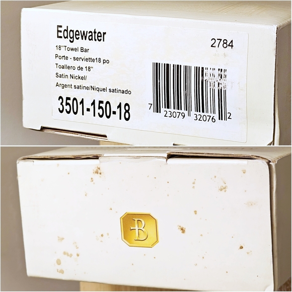 Baldwin Premium Towel Bar Edgewater Satin Nickel 18" Lifetime Guarantee - Picture 12 of 12